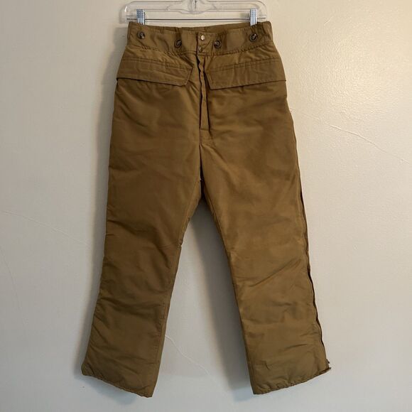 WOOLRICH Vintage 70s Quilted Duck Down Nylon Canvas Waterproof Pant,Tan- Size S - Picture 1 of 10